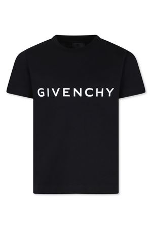 tshirt in cotone nero GIVENCHY KIDS | H3034309B